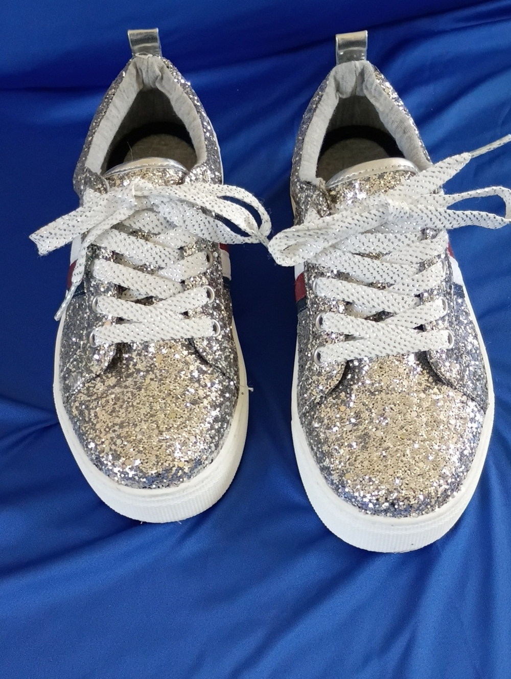 Tommy Hilfiger Kids Silver Glitter Lace-Up Sneakers